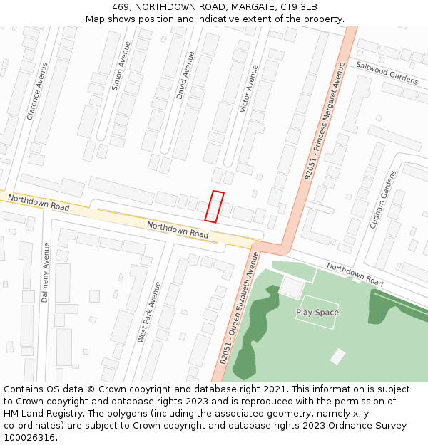 469, NORTHDOWN ROAD, MARGATE, CT9 3LB: Location map and indicative extent of plot