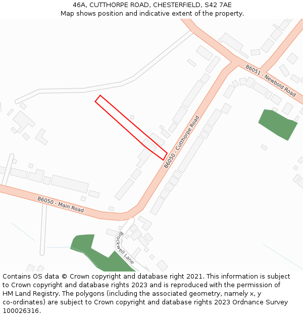 46A, CUTTHORPE ROAD, CHESTERFIELD, S42 7AE: Location map and indicative extent of plot