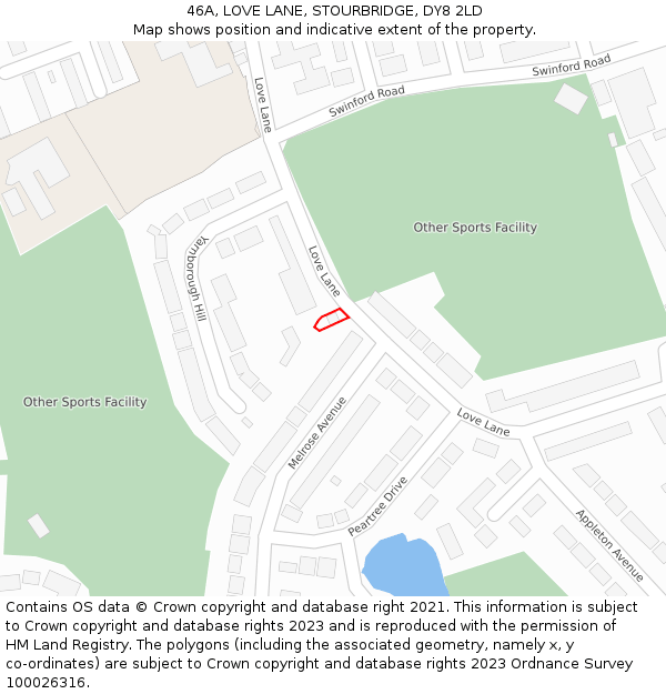 46A, LOVE LANE, STOURBRIDGE, DY8 2LD: Location map and indicative extent of plot