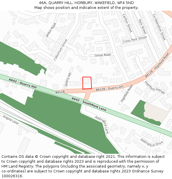 46A, QUARRY HILL, HORBURY, WAKEFIELD, WF4 5ND: Location map and indicative extent of plot