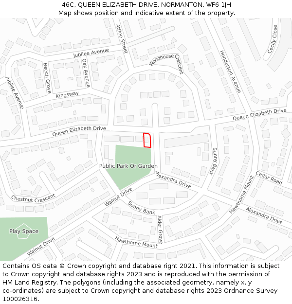 46C, QUEEN ELIZABETH DRIVE, NORMANTON, WF6 1JH: Location map and indicative extent of plot