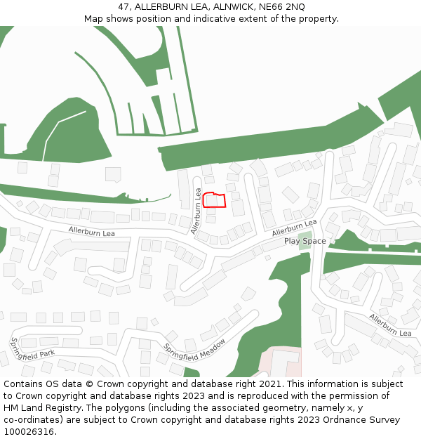 47, ALLERBURN LEA, ALNWICK, NE66 2NQ: Location map and indicative extent of plot