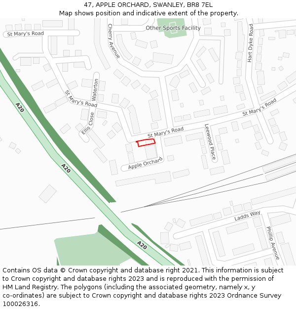 47, APPLE ORCHARD, SWANLEY, BR8 7EL: Location map and indicative extent of plot