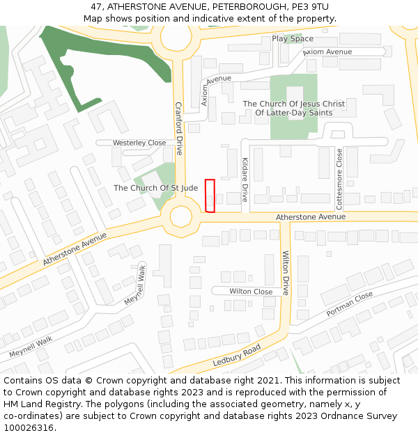 47, ATHERSTONE AVENUE, PETERBOROUGH, PE3 9TU: Location map and indicative extent of plot