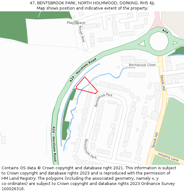 47, BENTSBROOK PARK, NORTH HOLMWOOD, DORKING, RH5 4JL: Location map and indicative extent of plot