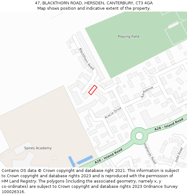 47, BLACKTHORN ROAD, HERSDEN, CANTERBURY, CT3 4GA: Location map and indicative extent of plot