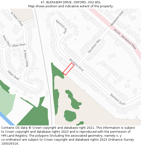 47, BLENHEIM DRIVE, OXFORD, OX2 8DL: Location map and indicative extent of plot