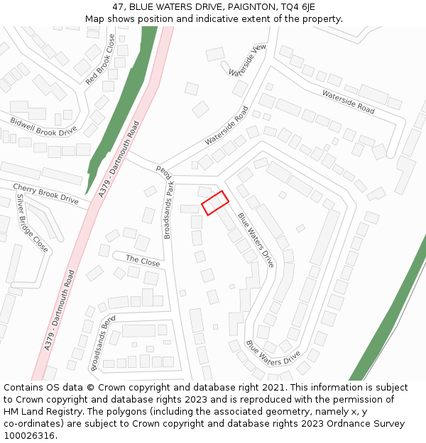 47, BLUE WATERS DRIVE, PAIGNTON, TQ4 6JE: Location map and indicative extent of plot