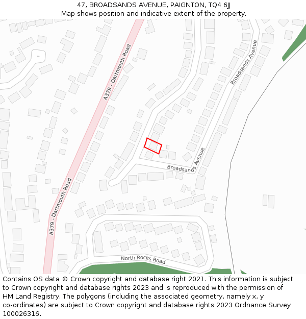 47, BROADSANDS AVENUE, PAIGNTON, TQ4 6JJ: Location map and indicative extent of plot