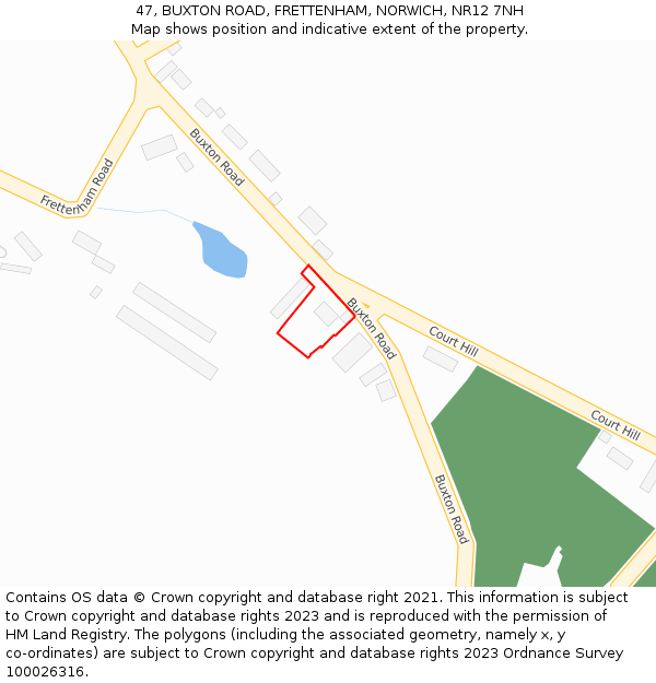 47, BUXTON ROAD, FRETTENHAM, NORWICH, NR12 7NH: Location map and indicative extent of plot