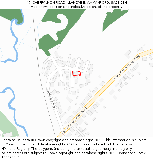 47, CAEFFYNNON ROAD, LLANDYBIE, AMMANFORD, SA18 2TH: Location map and indicative extent of plot