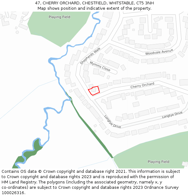 47, CHERRY ORCHARD, CHESTFIELD, WHITSTABLE, CT5 3NH: Location map and indicative extent of plot