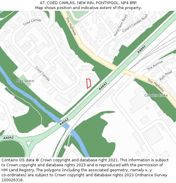 47, COED CAMLAS, NEW INN, PONTYPOOL, NP4 8RP: Location map and indicative extent of plot