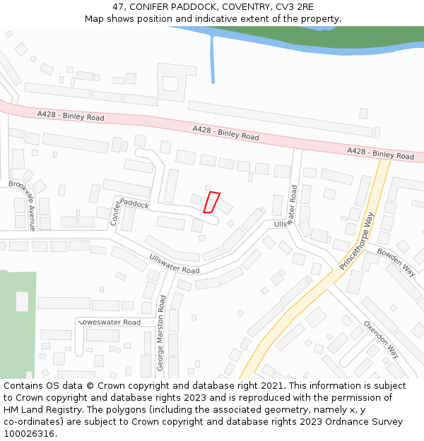 47, CONIFER PADDOCK, COVENTRY, CV3 2RE: Location map and indicative extent of plot