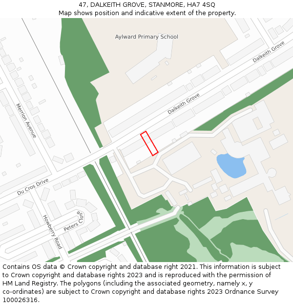 47, DALKEITH GROVE, STANMORE, HA7 4SQ: Location map and indicative extent of plot