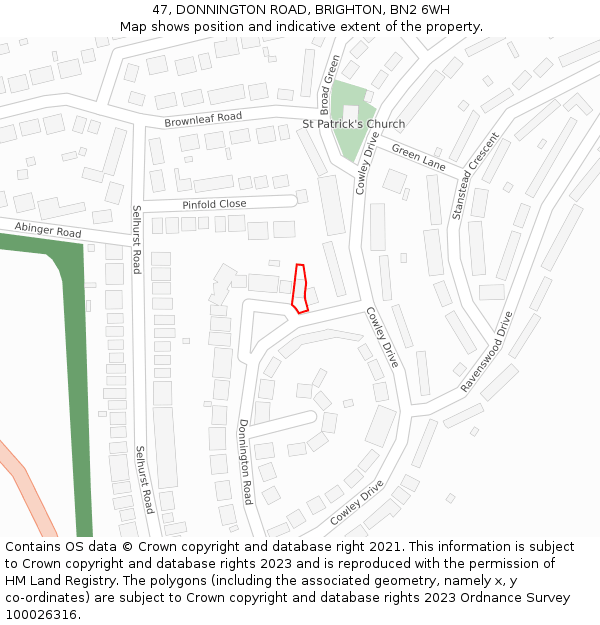 47, DONNINGTON ROAD, BRIGHTON, BN2 6WH: Location map and indicative extent of plot