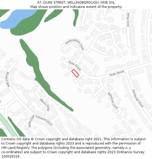 47, DUKE STREET, WELLINGBOROUGH, NN8 2HL: Location map and indicative extent of plot