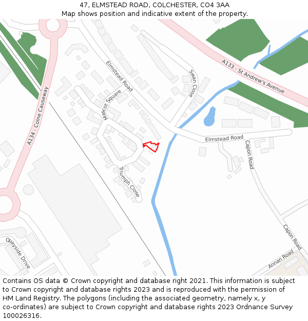 47, ELMSTEAD ROAD, COLCHESTER, CO4 3AA: Location map and indicative extent of plot