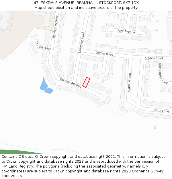 47, ESKDALE AVENUE, BRAMHALL, STOCKPORT, SK7 1DX: Location map and indicative extent of plot