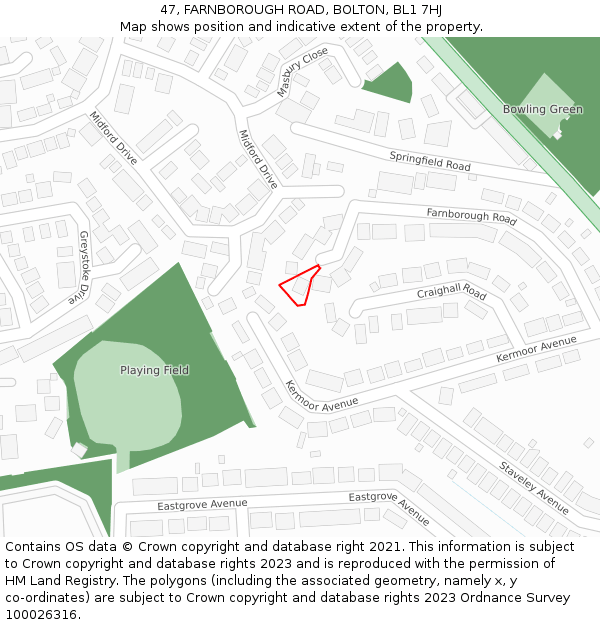 47, FARNBOROUGH ROAD, BOLTON, BL1 7HJ: Location map and indicative extent of plot