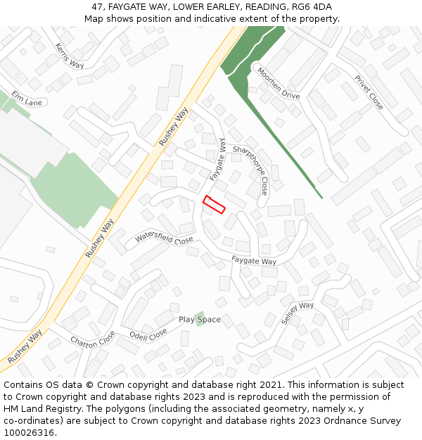 47, FAYGATE WAY, LOWER EARLEY, READING, RG6 4DA: Location map and indicative extent of plot
