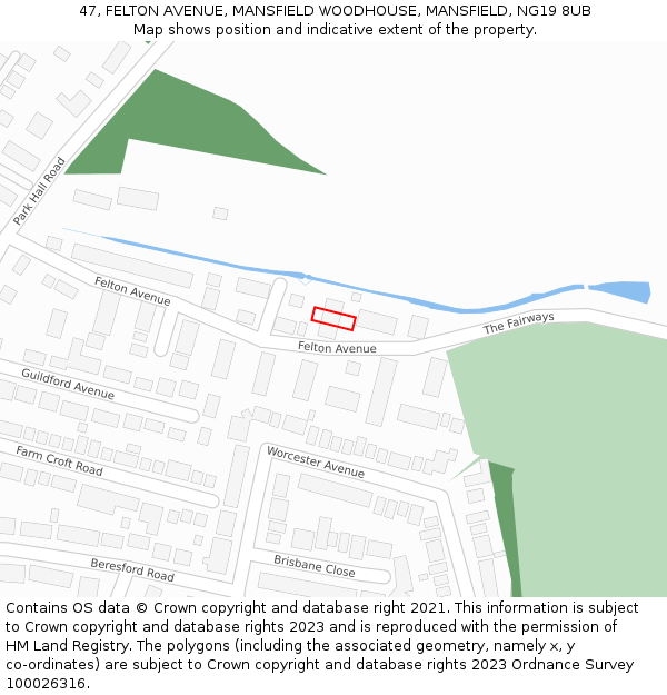 47, FELTON AVENUE, MANSFIELD WOODHOUSE, MANSFIELD, NG19 8UB: Location map and indicative extent of plot