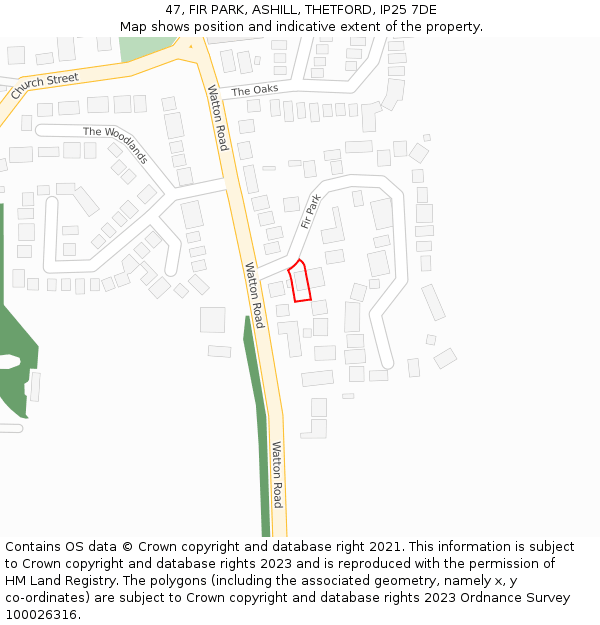 47, FIR PARK, ASHILL, THETFORD, IP25 7DE: Location map and indicative extent of plot