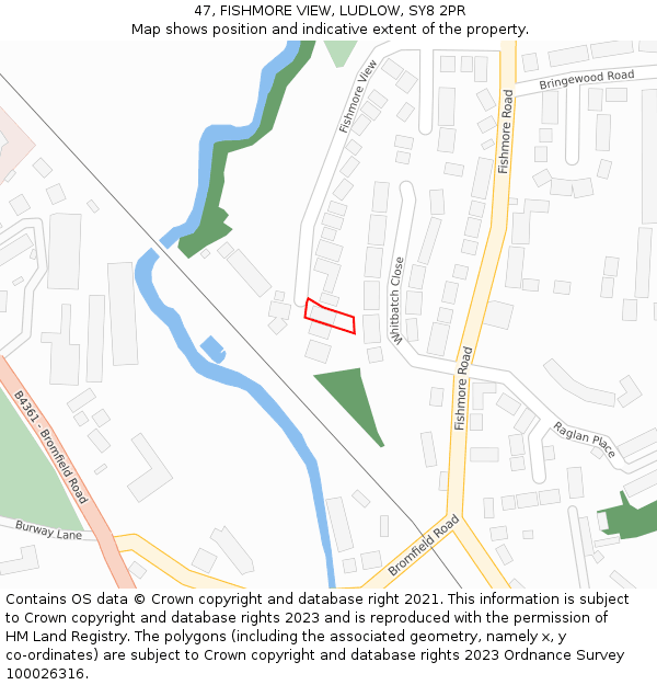 47, FISHMORE VIEW, LUDLOW, SY8 2PR: Location map and indicative extent of plot