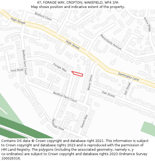 47, FORAGE WAY, CROFTON, WAKEFIELD, WF4 1FA: Location map and indicative extent of plot