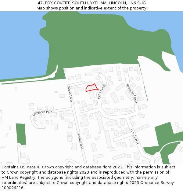 47, FOX COVERT, SOUTH HYKEHAM, LINCOLN, LN6 9UG: Location map and indicative extent of plot