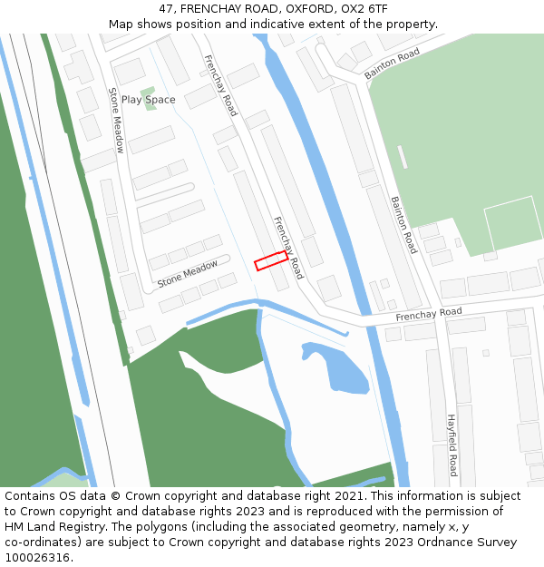 47, FRENCHAY ROAD, OXFORD, OX2 6TF: Location map and indicative extent of plot