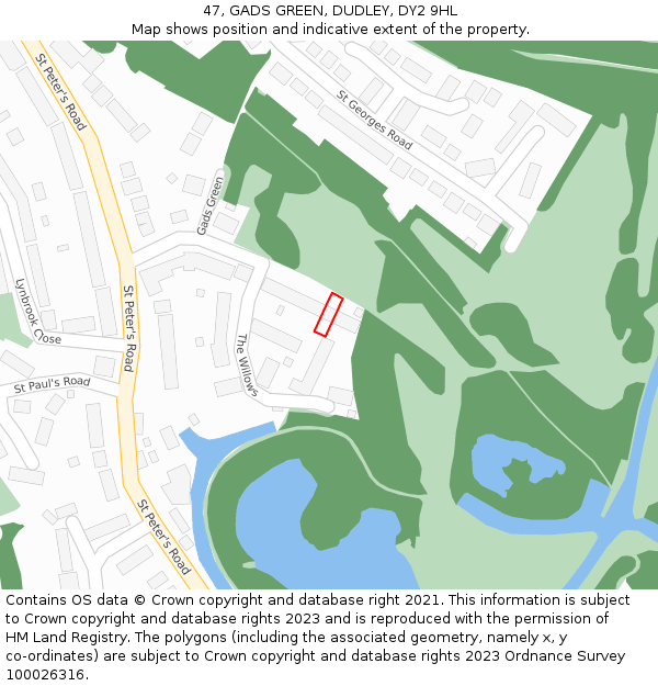 47, GADS GREEN, DUDLEY, DY2 9HL: Location map and indicative extent of plot