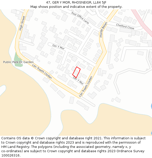 47, GER Y MOR, RHOSNEIGR, LL64 5JF: Location map and indicative extent of plot