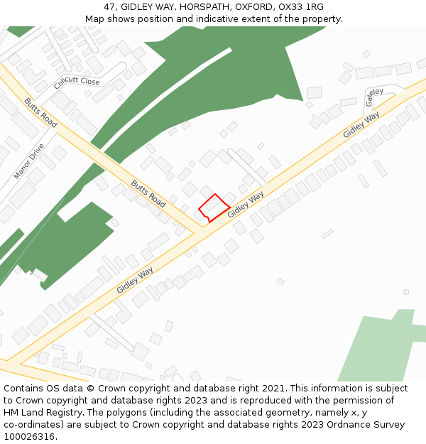 47, GIDLEY WAY, HORSPATH, OXFORD, OX33 1RG: Location map and indicative extent of plot