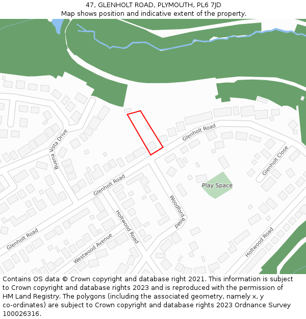 47, GLENHOLT ROAD, PLYMOUTH, PL6 7JD: Location map and indicative extent of plot