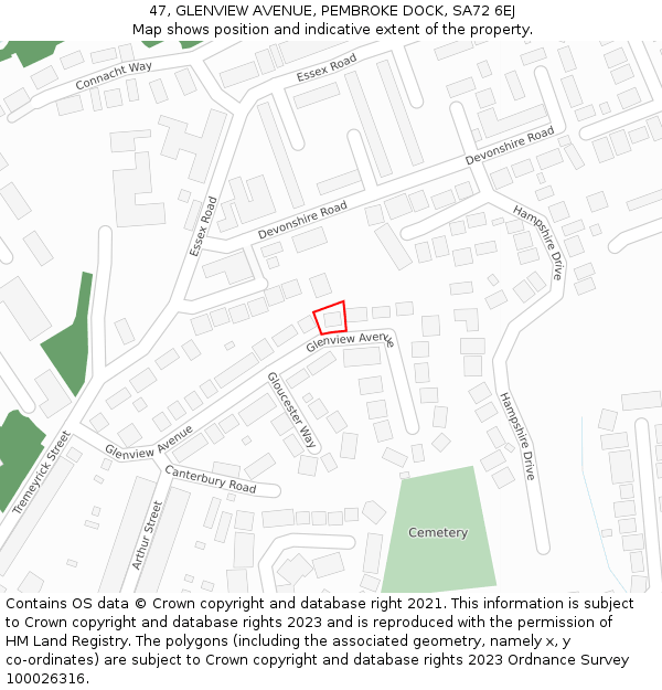 47, GLENVIEW AVENUE, PEMBROKE DOCK, SA72 6EJ: Location map and indicative extent of plot