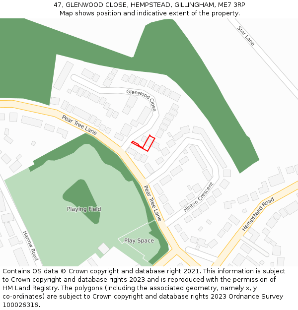 47, GLENWOOD CLOSE, HEMPSTEAD, GILLINGHAM, ME7 3RP: Location map and indicative extent of plot