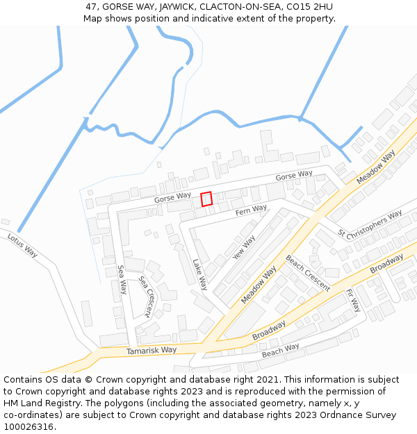 47, GORSE WAY, JAYWICK, CLACTON-ON-SEA, CO15 2HU: Location map and indicative extent of plot