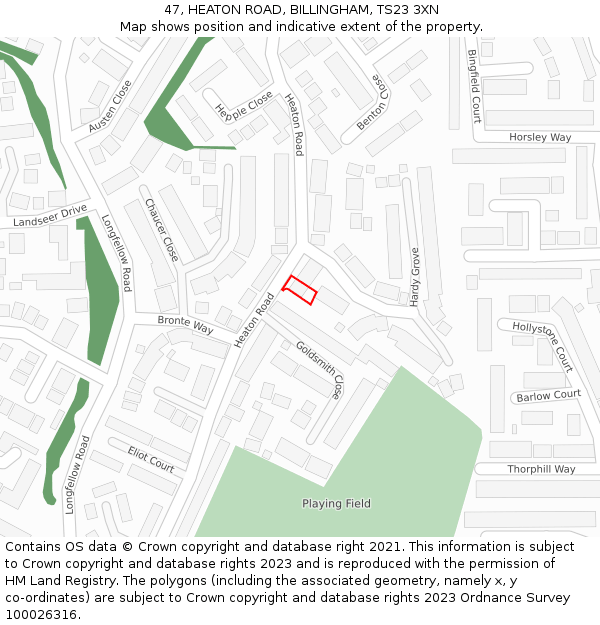 47, HEATON ROAD, BILLINGHAM, TS23 3XN: Location map and indicative extent of plot