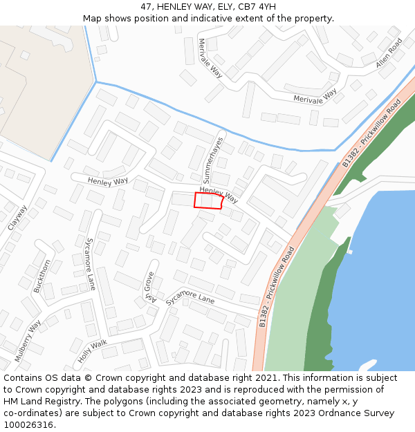 47, HENLEY WAY, ELY, CB7 4YH: Location map and indicative extent of plot