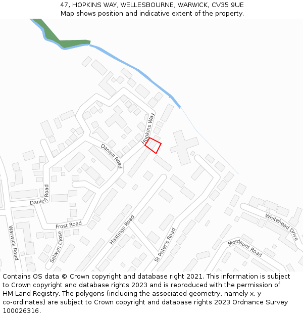 47, HOPKINS WAY, WELLESBOURNE, WARWICK, CV35 9UE: Location map and indicative extent of plot