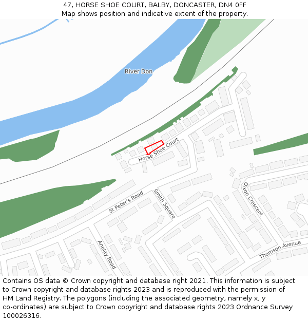 47, HORSE SHOE COURT, BALBY, DONCASTER, DN4 0FF: Location map and indicative extent of plot