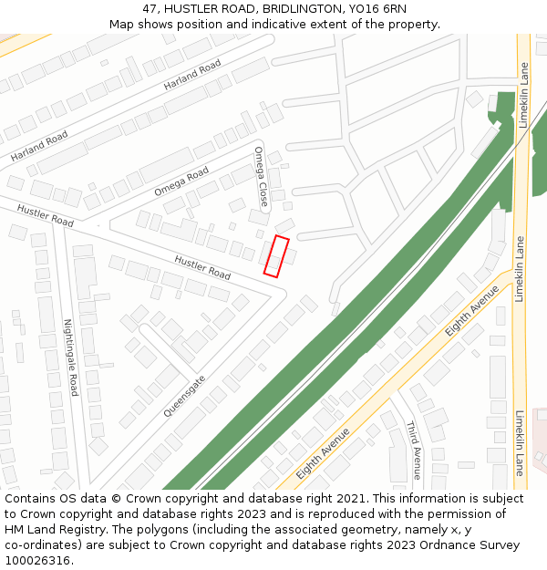 47, HUSTLER ROAD, BRIDLINGTON, YO16 6RN: Location map and indicative extent of plot