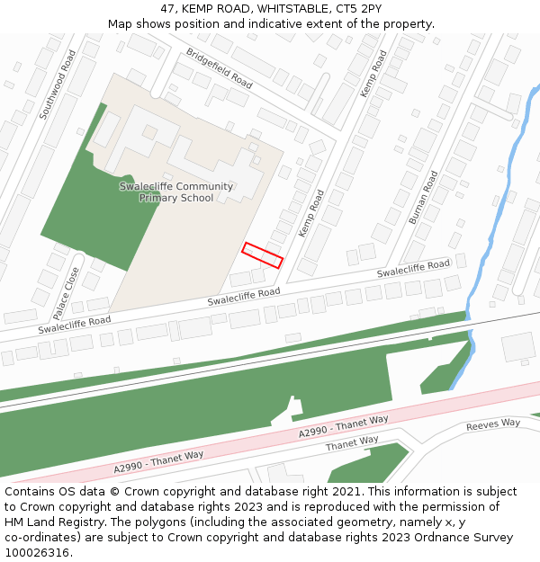 47, KEMP ROAD, WHITSTABLE, CT5 2PY: Location map and indicative extent of plot