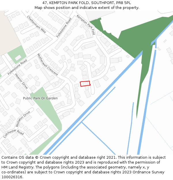47, KEMPTON PARK FOLD, SOUTHPORT, PR8 5PL: Location map and indicative extent of plot