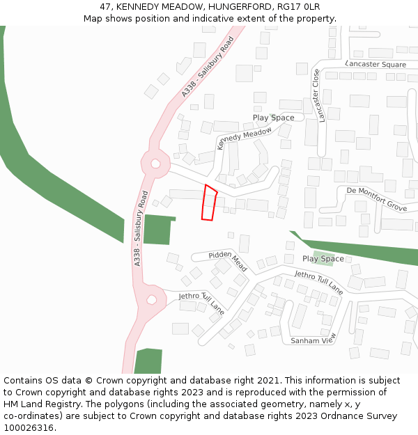 47, KENNEDY MEADOW, HUNGERFORD, RG17 0LR: Location map and indicative extent of plot