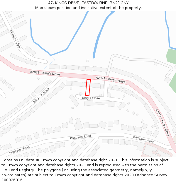 47, KINGS DRIVE, EASTBOURNE, BN21 2NY: Location map and indicative extent of plot