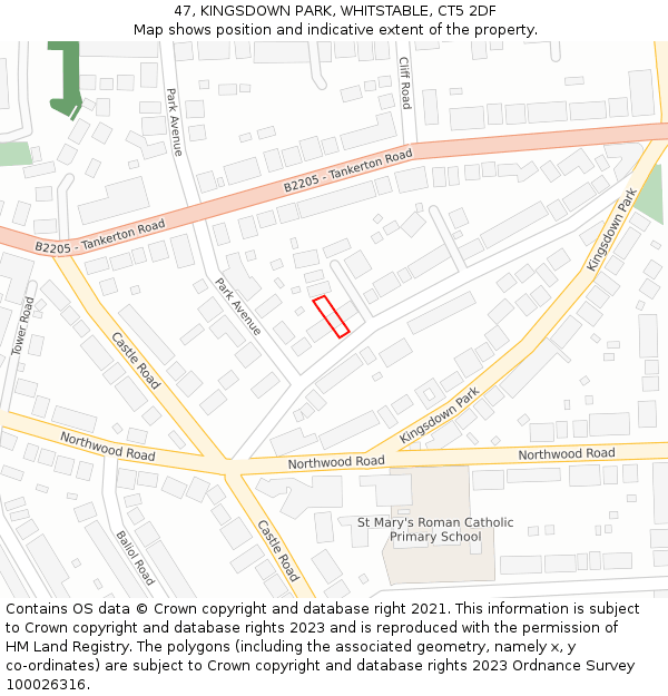 47, KINGSDOWN PARK, WHITSTABLE, CT5 2DF: Location map and indicative extent of plot