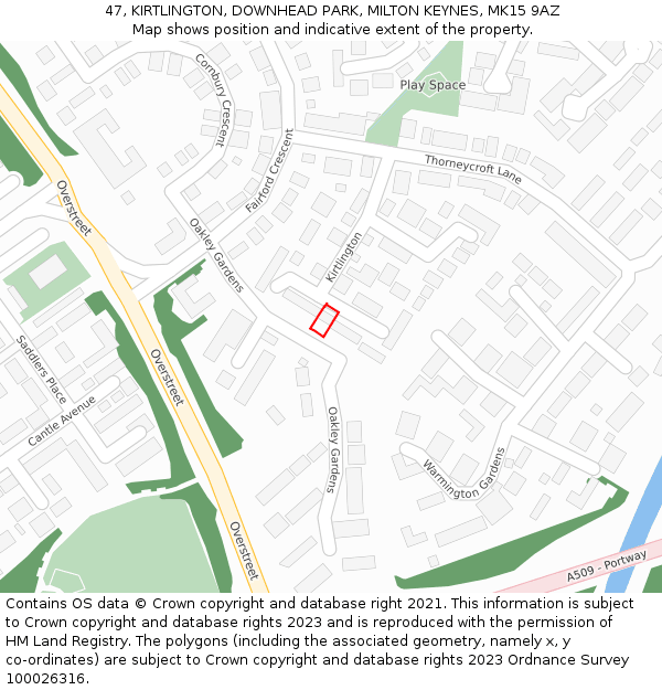 47, KIRTLINGTON, DOWNHEAD PARK, MILTON KEYNES, MK15 9AZ: Location map and indicative extent of plot