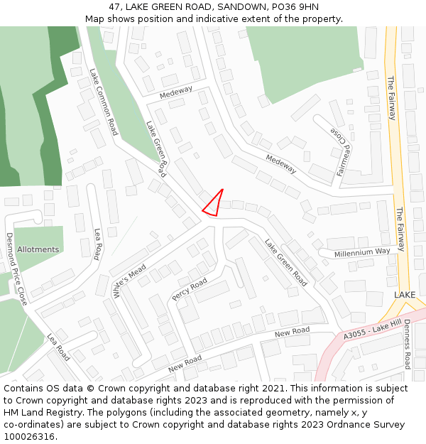 47, LAKE GREEN ROAD, SANDOWN, PO36 9HN: Location map and indicative extent of plot